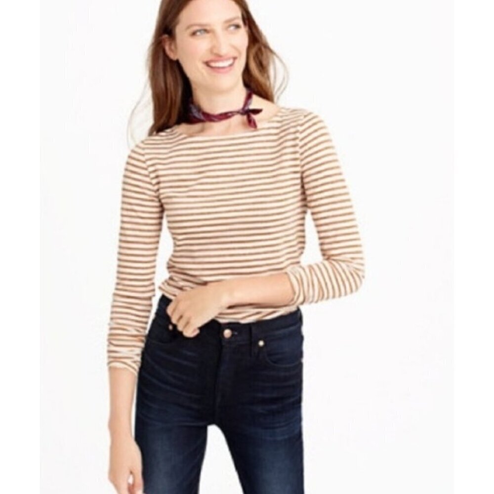 J. Crew Artist T Gold Stripe Long-Sleeve Tee Shirt Size Large Casual Top